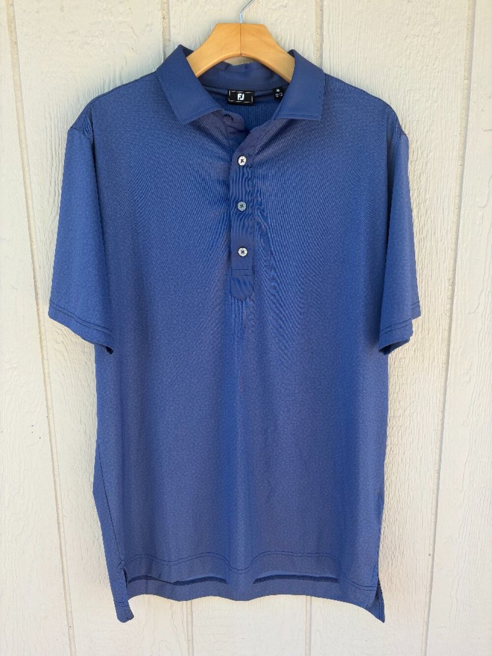 FootJoy Golf Polo Shirt Men's Medium Blue Painted Floral AOP Preppy Stretch